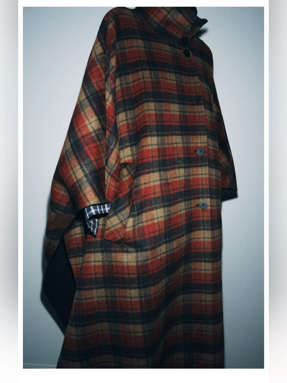 ZARA PLAID WOOL CAPE
